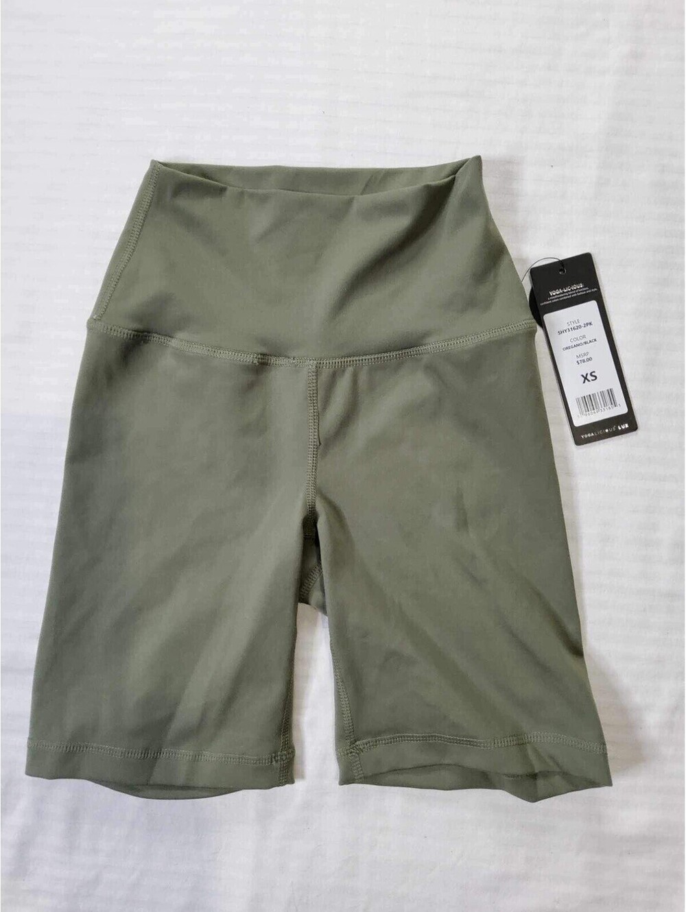 Yogalicious Lux XS Women’s Oregano/Black Yoga Shorts NWT Women’s MSRP $78